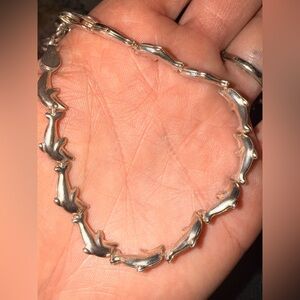 Vintage Sterling Silver Dolphine Bracelet extended fit 8”